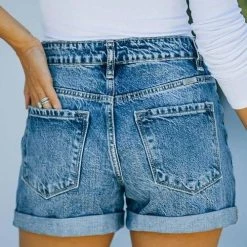 Levency Ripped High Waist Denim Shorts