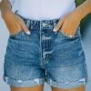 Levency Ripped High Waist Denim Shorts