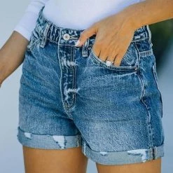 Levency Ripped High Waist Denim Shorts