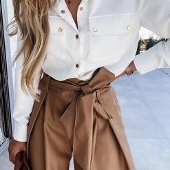 Levency PU A Linen Belted Shorts New In