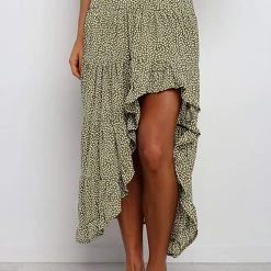 Levency New In Asymmetric Floral Print High Waist Skirts