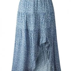 Levency New In Asymmetric Floral Print High Waist Skirts