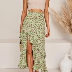 Levency New In Asymmetric Floral Print High Waist Skirts