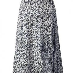 Levency New In Asymmetric Floral Print High Waist Skirts