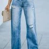 Levency Distressed Straight Leg Jeans