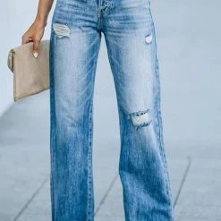 Levency Distressed Straight Leg Jeans