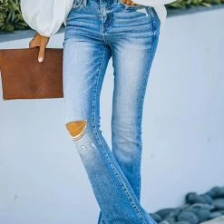 Levency High Waist Ripped Flare Jeans New In