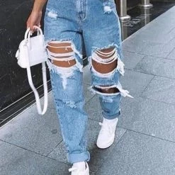 Levency High Waist Ripped Jeans