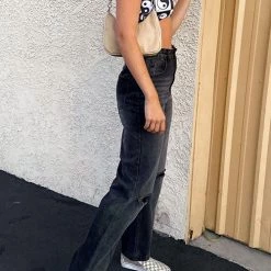 Levency New In Black Borken Hole Straight Leg Jeans