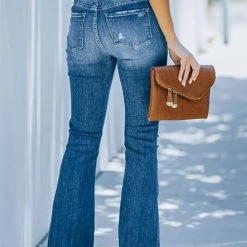 Levency Four Button Ripped Raw Edge Fares Jeans