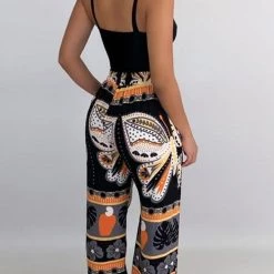 Levency Print Drawstring Wide Leg Pants New In