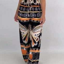 Levency Print Drawstring Wide Leg Pants New In