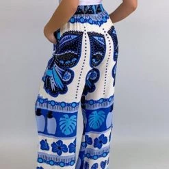 Levency Print Drawstring Wide Leg Pants New In