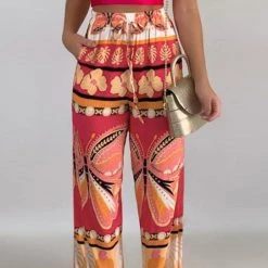 Levency Print Drawstring Wide Leg Pants New In