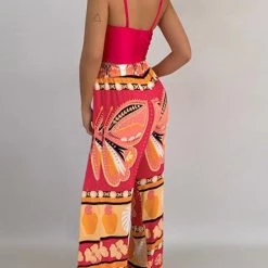 Levency Print Drawstring Wide Leg Pants New In