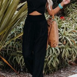 Levency Linen Pocketed Smocked Pants New In 12 Levency Linen Pocketed Smocked Pants New In