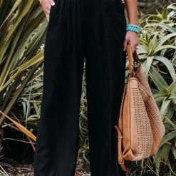 Levency Linen Pocketed Smocked Pants New In 9 Levency Linen Pocketed Smocked Pants New In