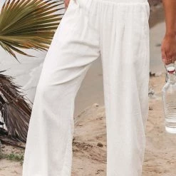 Levency Linen Pocketed Smocked Pants New In