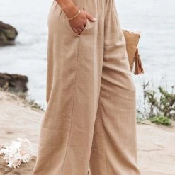 Levency Linen Pocketed Smocked Pants New In 10 Levency Linen Pocketed Smocked Pants New In