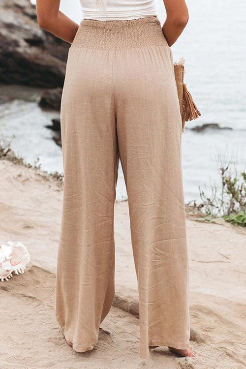 Levency Linen Pocketed Smocked Pants New In 7 Levency Linen Pocketed Smocked Pants New In