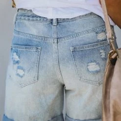 Levency New In Distressed Denim Mom Shorts