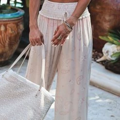 Levency Paisley Print Drwatring High Waist Pants New In