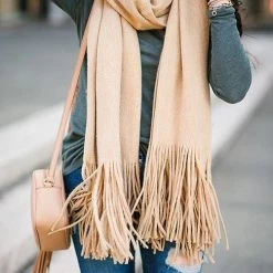 Levency New In Brushed Long Fringed Scarf