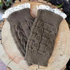 Levency Lace Trim Knitted Boot Cuffs