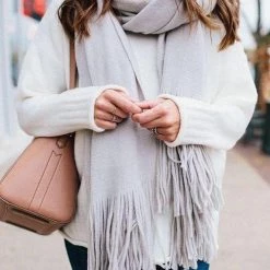 Levency New In Brushed Long Fringed Scarf