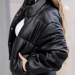 Levency New In Faux Leather Puffer Jacket