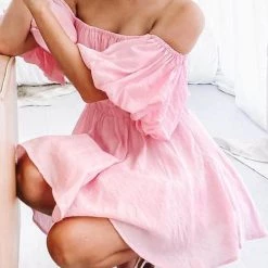 Levency New In Off Shoulder Puff Sleeve Mini Dress