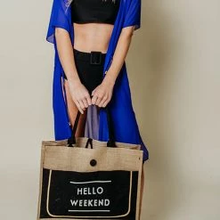 Levency HELLO WEEKEND Jute Tote Bag 15 Levency HELLO WEEKEND Jute Tote Bag