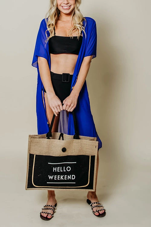 Levency HELLO WEEKEND Jute Tote Bag 6 Levency HELLO WEEKEND Jute Tote Bag