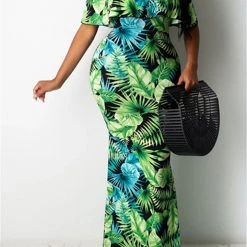 Levency Ruffles Off Shoulder Maxi Dress New In