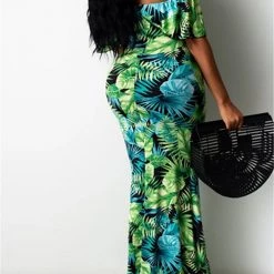 Levency Ruffles Off Shoulder Maxi Dress New In