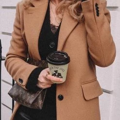 Levency High Collar Button Pocket Coat