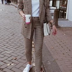 Levency Plaid Button Long Sleeve Blazer New In