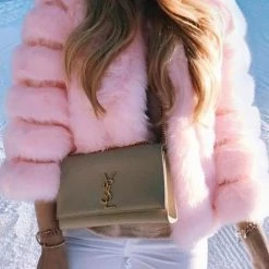 Levency Layer O Neck Faux Fur Coat