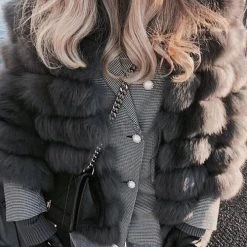 Levency Layer O Neck Faux Fur Coat