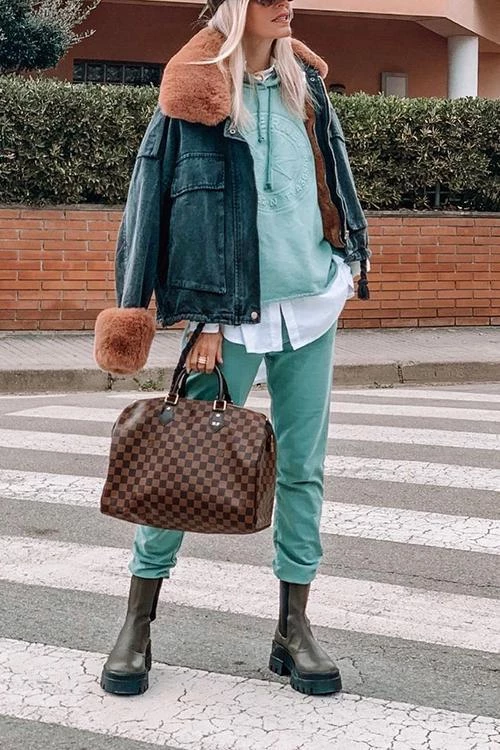 Levency Detachable Fuzzy Faux Fur Collar Denim Coat New In 25 Levency Detachable Fuzzy Faux Fur Collar Denim Coat New In