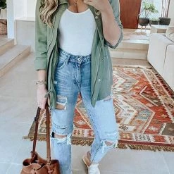 Levency Pockets Drawstring Hoodie Jackets New In