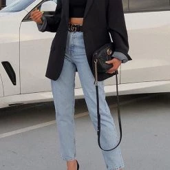 Levency Button Wine Red Blazer