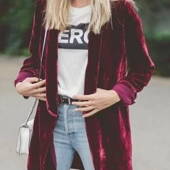 Levency Pockets Velvet Lapel Jackets