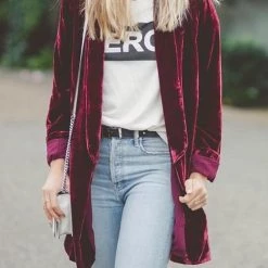 Levency Pockets Velvet Lapel Jackets