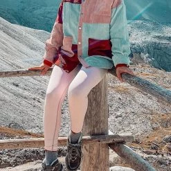 Levency New In Color Block Corduroy Coat