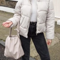 Levency New In Stand Collar PU Zipper Coat