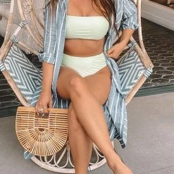 Levency Stripe Button Shirt Kimono Coat New In