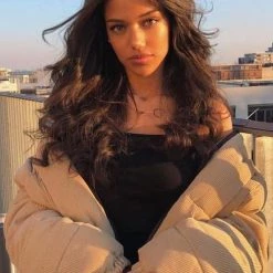 Levency Corduroy Stand Collar Puffer Coat