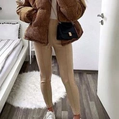 Levency Corduroy Stand Collar Puffer Coat