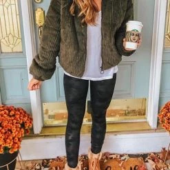 Levency Corduroy Stand Collar Puffer Coat